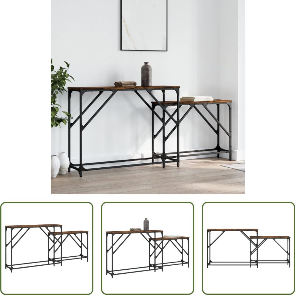 The Living Store Konsolentische 2 Stk. Räuchereiche Holzwerkstoff