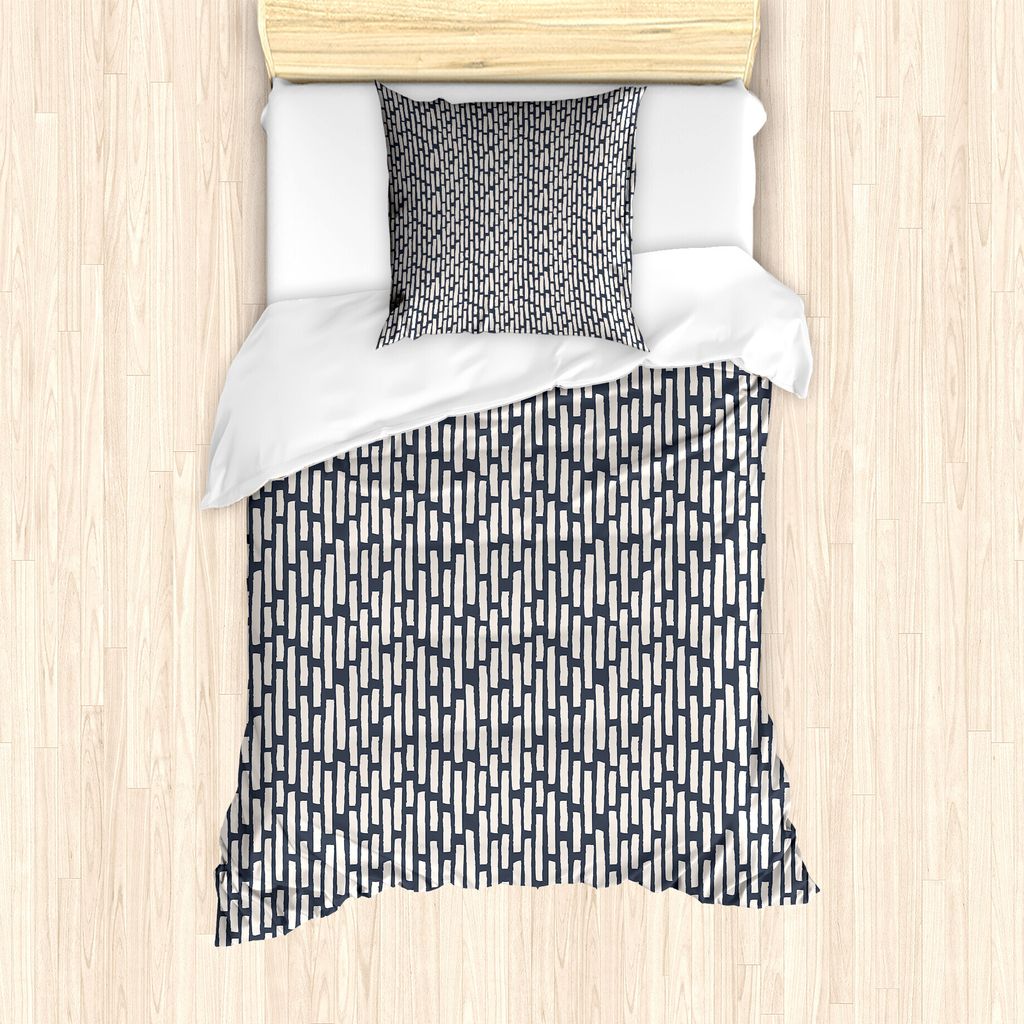 ABAKUHAUS Abstrakt Bettbezug Set für Einzelbetten, Brushstroke Bold Bar, Milbensicher Allergiker geeignet mit Kissenbezug, 135 cm x 200 cm - 80 x ...