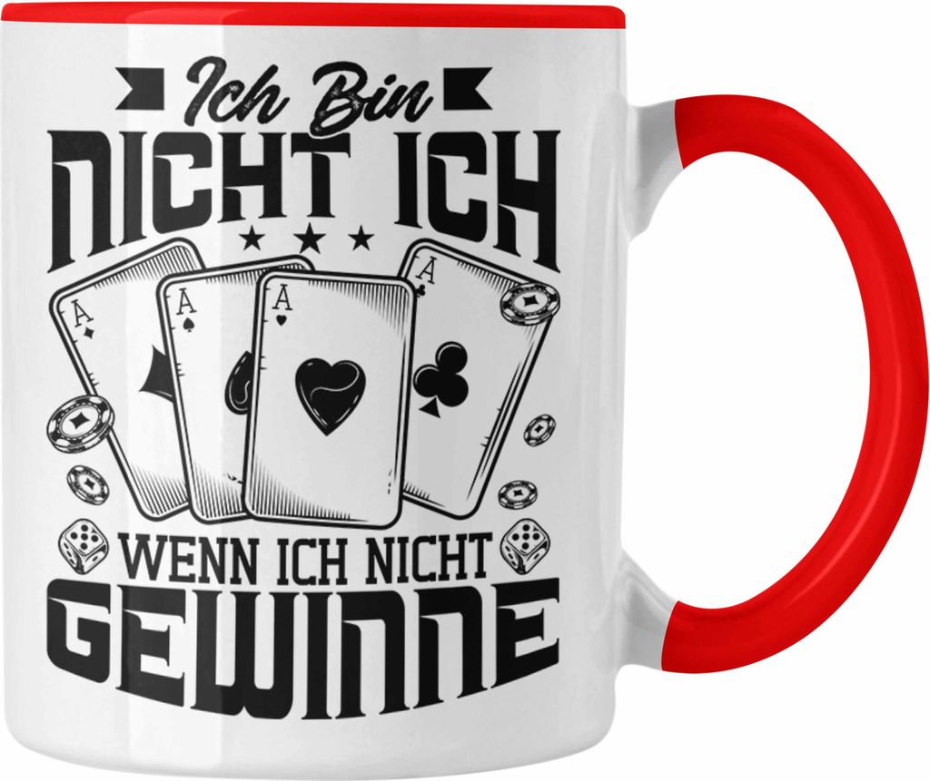 Trendation - Lustige Tasse für Pokerspieler Geschenk Pokern Kartenspiele Spruch (Rot)