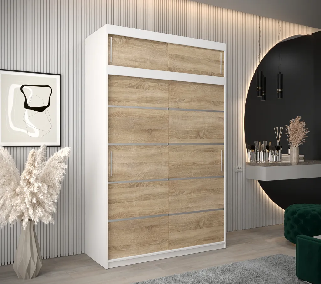 Extension d'armoire MINIO 150 cm Blanc et Chêne Sonoma pour dressing