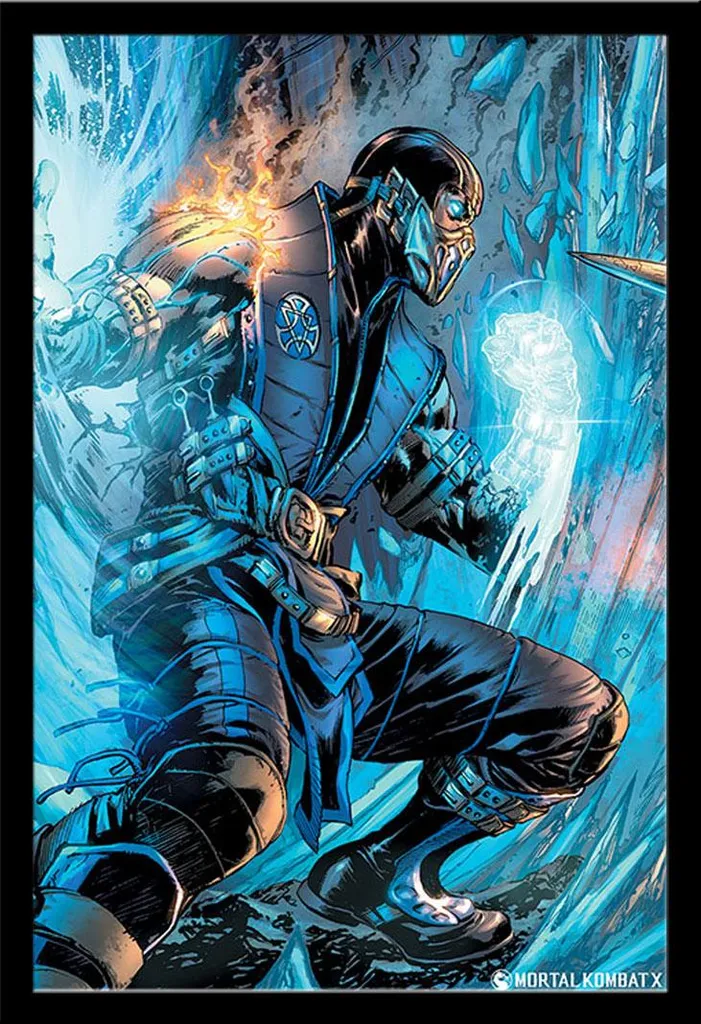 Poster Mortal Kombat Sub Zero Shinsuke avec Cadre Maxi MDF Noir 61x91