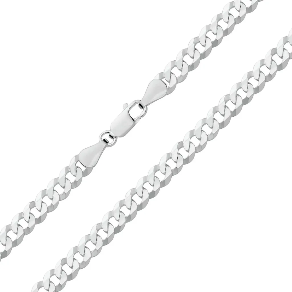 Chaine en Argent 925 Massif Maille Plate 5mm - Longueur 61cm de Qualité