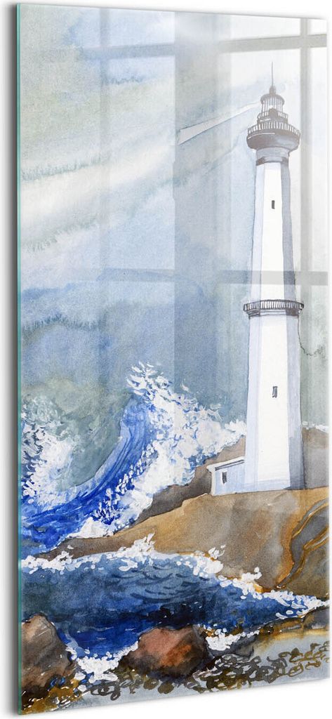 Designer Glasbild - Wandbild - Glas Bild - 50x100 cm - Aquarellmeer