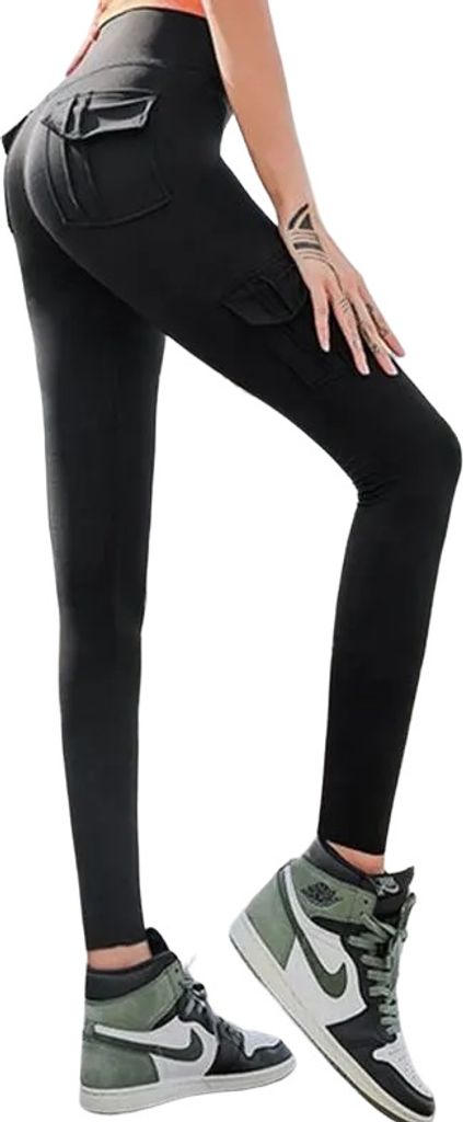 Modische Nocken Damenleggings in Schwarz - Hochwertige Sportleggings für Damen KP24975