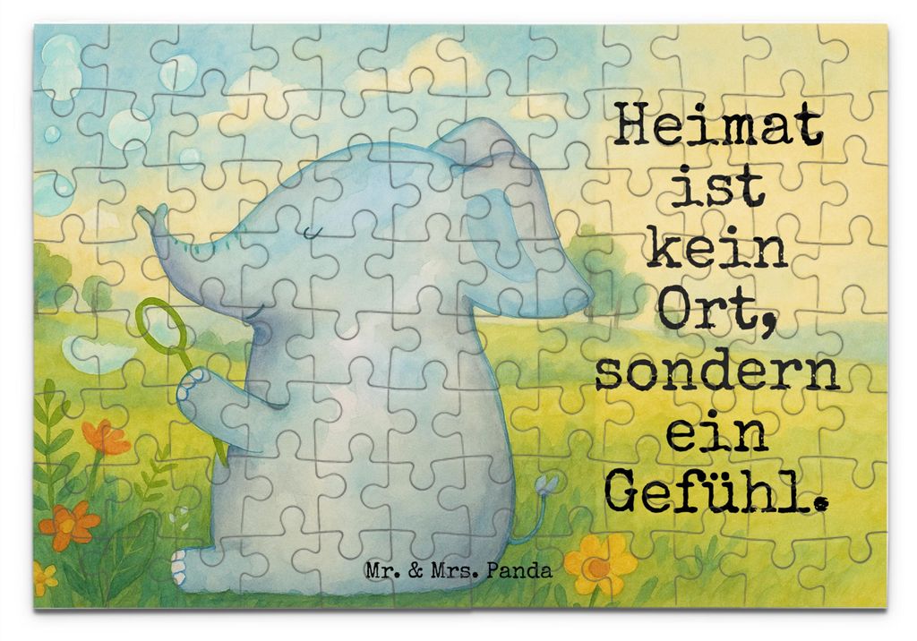 Mr. & Mrs. Panda Puzzle Elefant Seifenblasen Design 96 Teile - Weiß - Geschenk, 2000, Elefanten, Liebesspruch, Legespiel, 500, Heimat, 1000, Liebe...