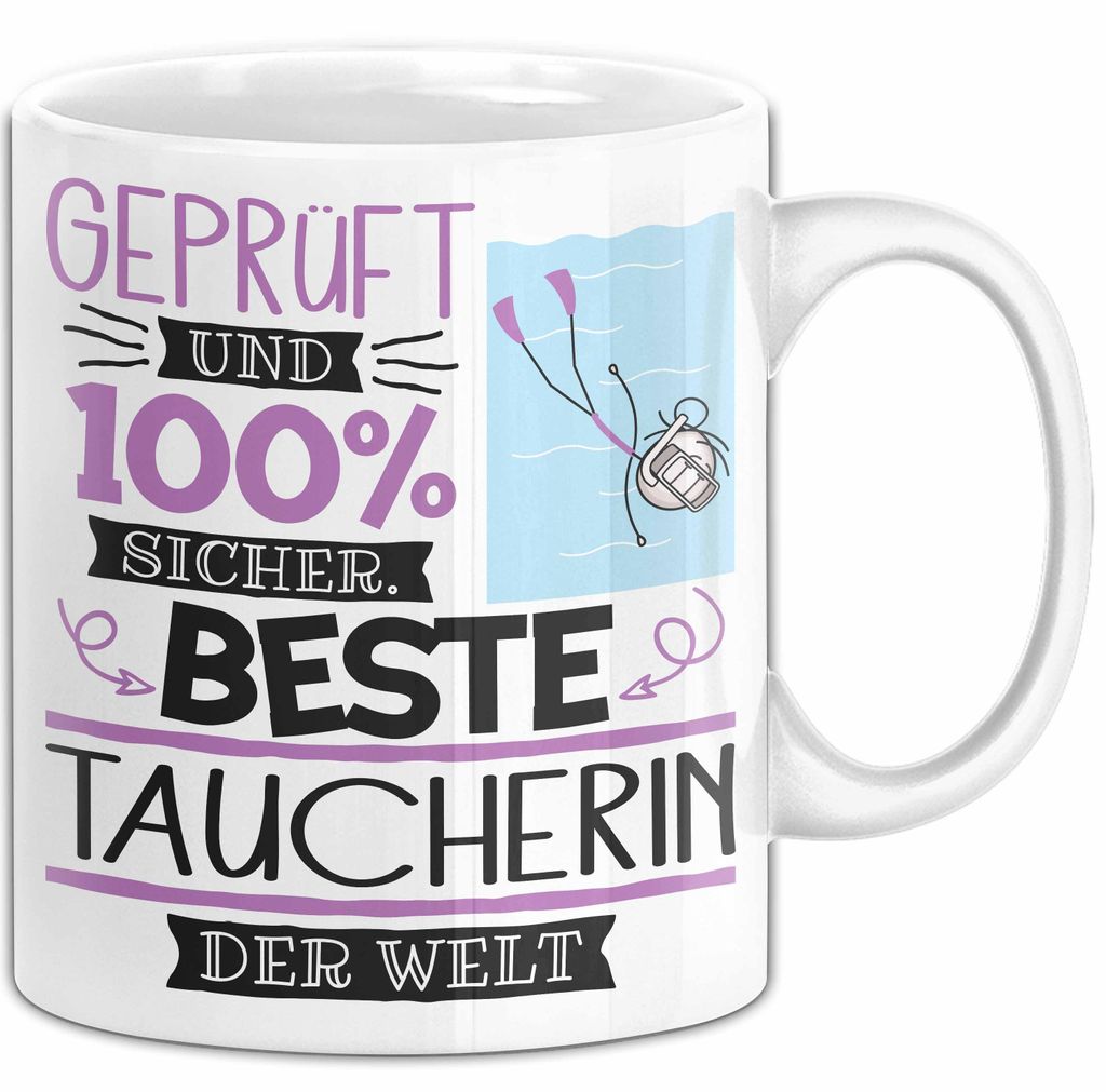 Beste Taucherin Der Welt Tasse Geschenk für Eine Taucherin Und Sicher Geschenkidee Geburtstag Weihnachten (Weiß)