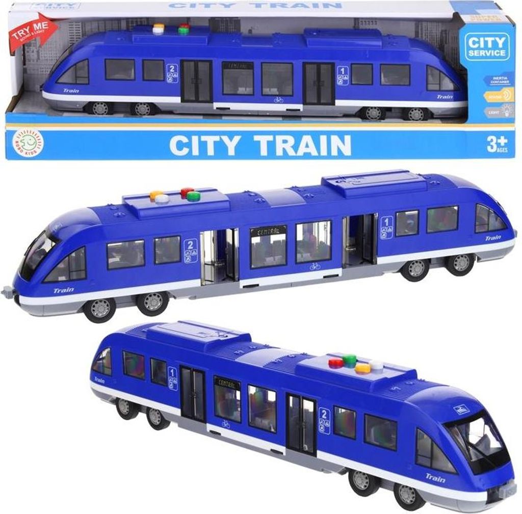 Interaktiver Kinder-Straßenbahnzug mit Türen Blau Produktbild 