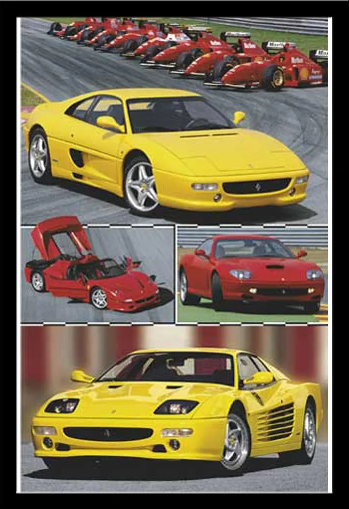 Poster Ferrari avec Cadre Noir Shinsuke Maxi MDF et Vitre Acrylique