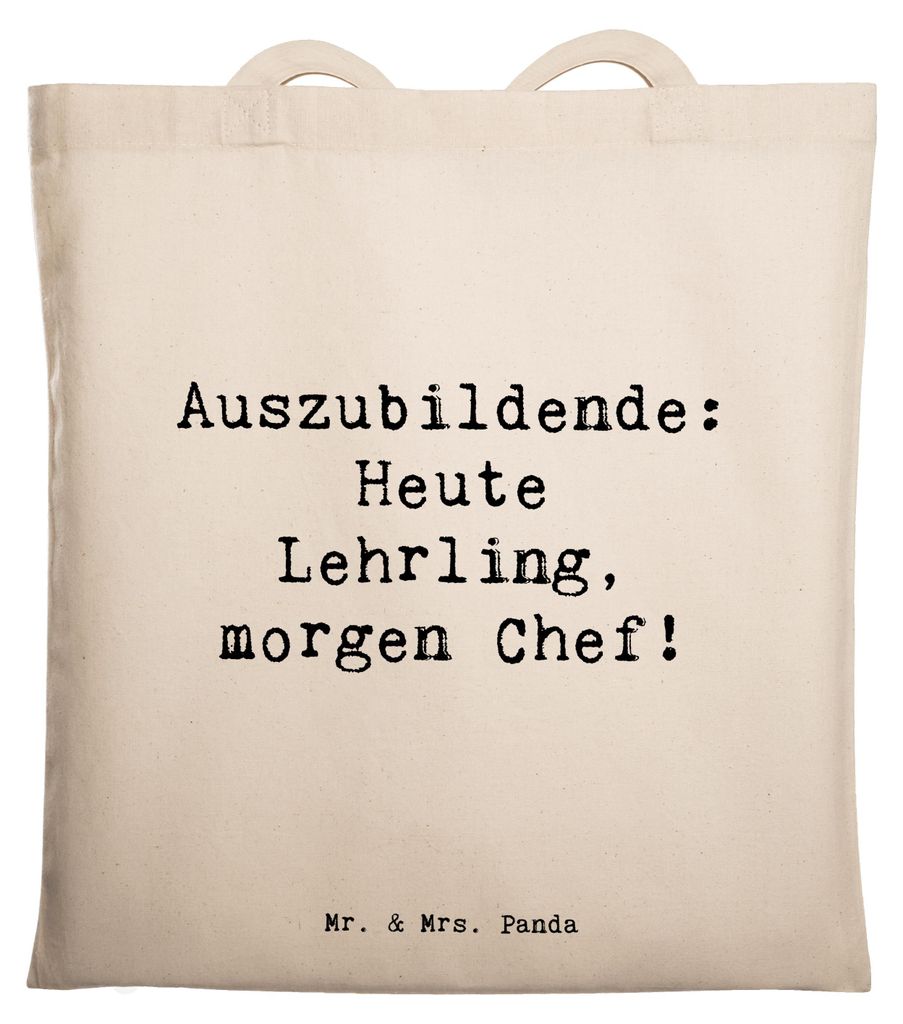 Mr. & Mrs. Panda Tote Bag Spruch Auszubildende Chef - Transparent - Geschenk, Shopping Tasche, Beruf, Berufsgestaltung, umhängetasche baumwolle, A...