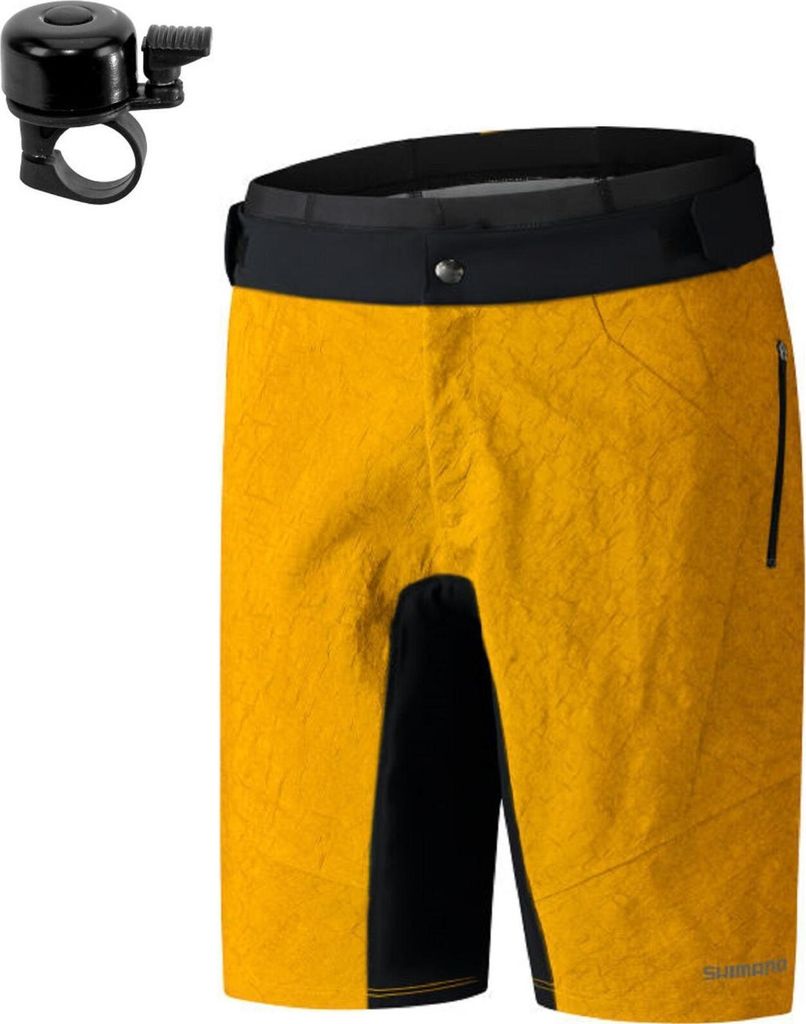 1 x Shimano Fahrradbekleidung Fahrradhose Mustang Gelb Größe. XL inkl. Fahrradklingel