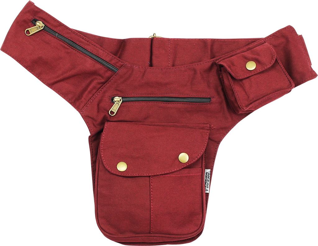 Premium Gürteltasche - Buddy - rot-bordeaux - messingfarben - Bauchtasche - Hüfttasche