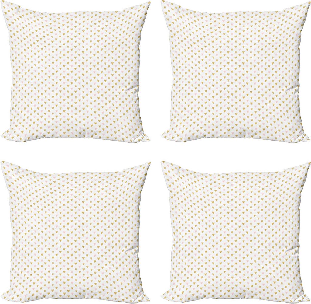 ABAKUHAUS Pink Hearts Kissenbezug Set (4 Stück), Selbst Pattern Hearts, Moderner Doppelseitiger Digitaldruck, 40 cm x 40 cm, Pale Erde Yellow Rose