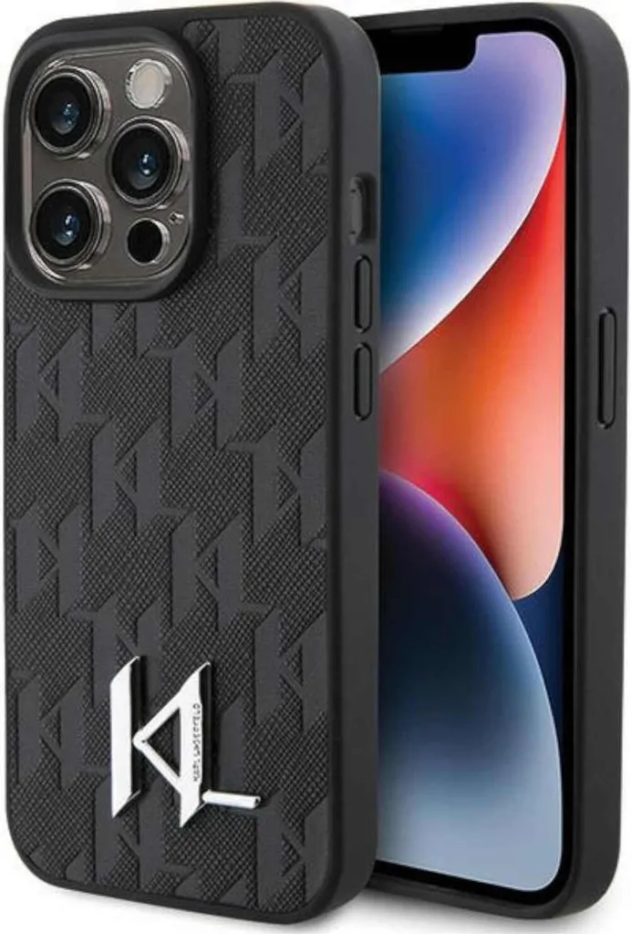 Karl Lagerfeld iPhone 15 Pro Max Custodia Originale Monogram Metal Logo