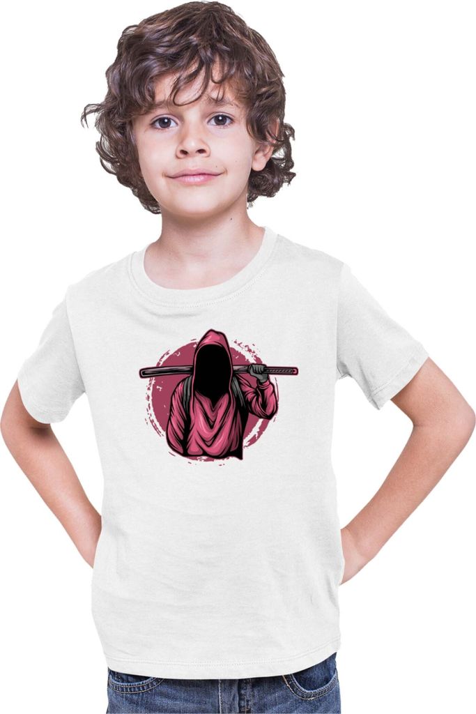 Kinder T-Shirt Japan Anime Manga Ninja Assassin, 9-11 Jahr - 140 / Weiß