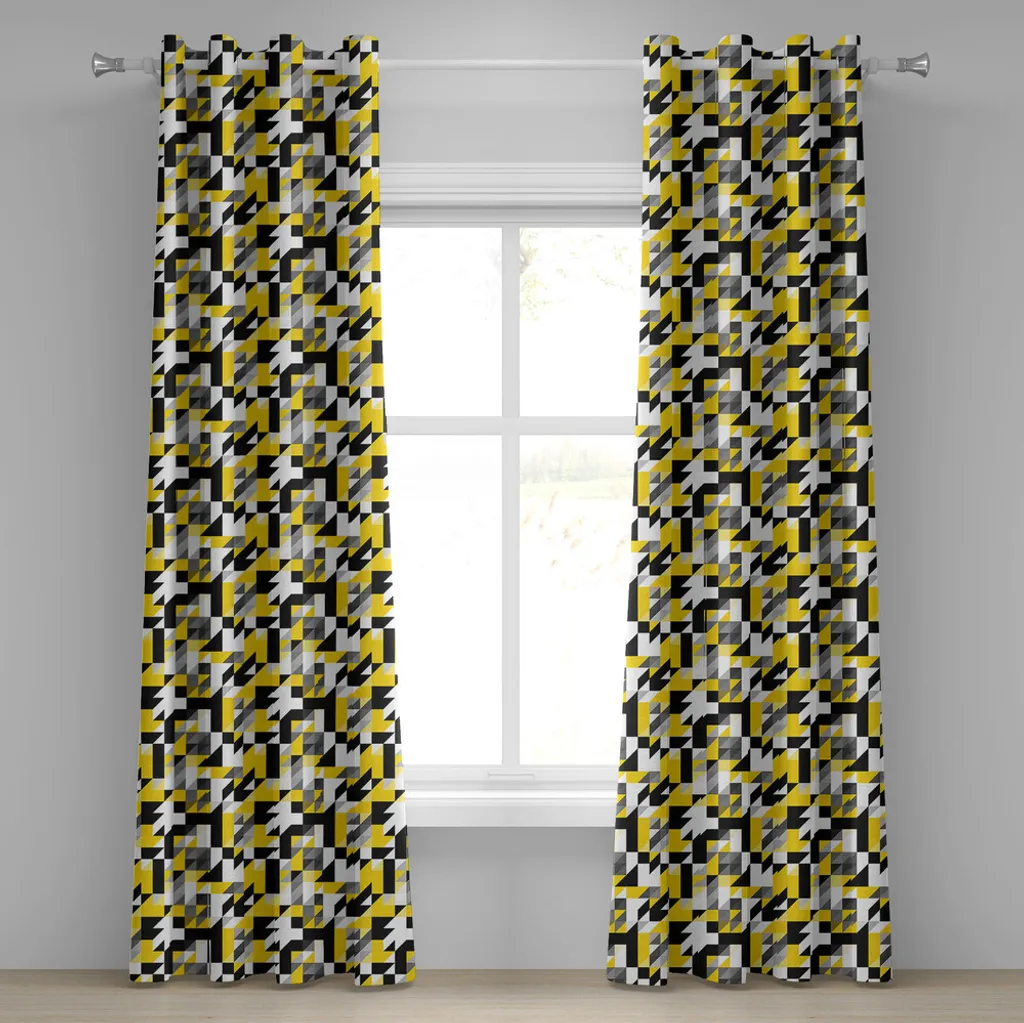Tende Decorative Geometria Gialla e Nera ABAKUHAUS 280x175 cm