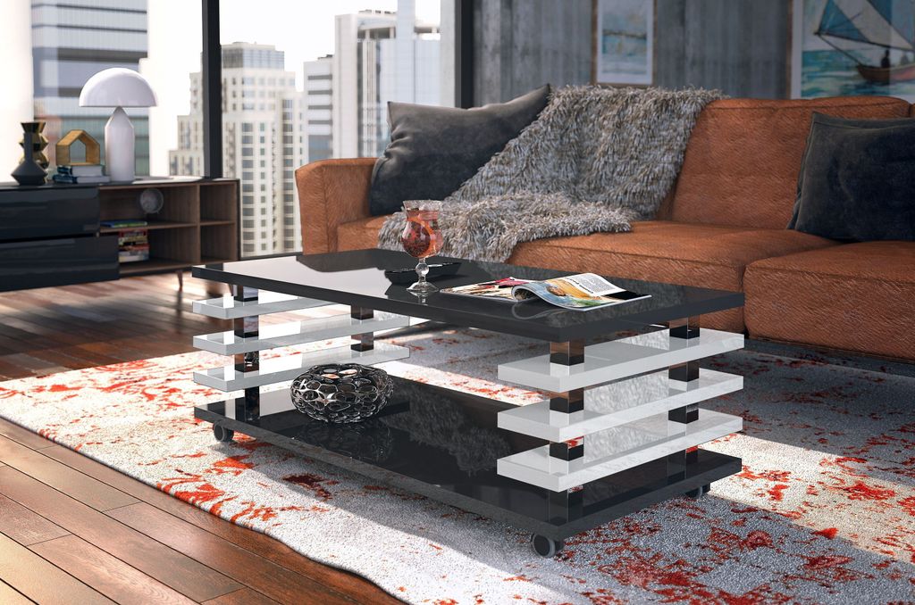 Design Couchtisch DC-3 Wohnzimmertisch Tisch Rollen