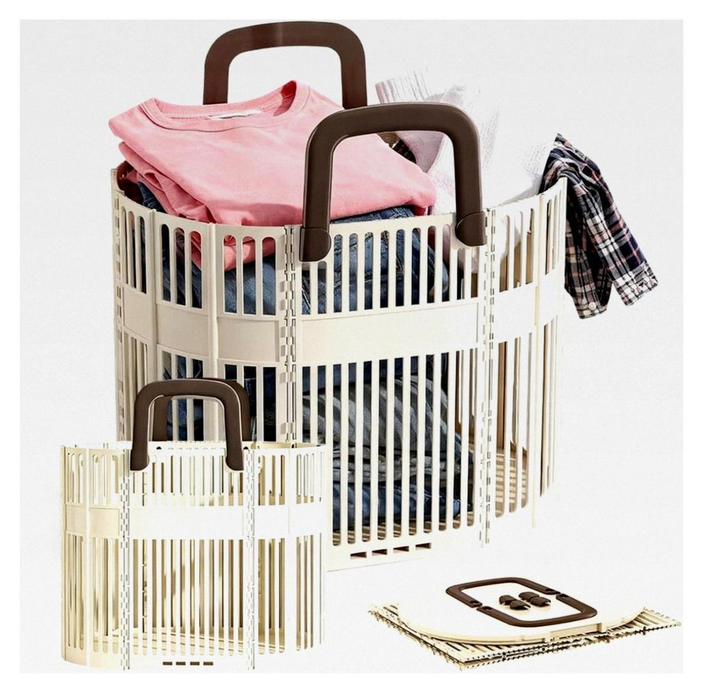 Faltbarer Wäschekorb mit Henkel, Kunststoff Wäschesammler, platzsparender Organizer für schmutzige Wäsche, Spielzeug, Handtücher und andere Ge...