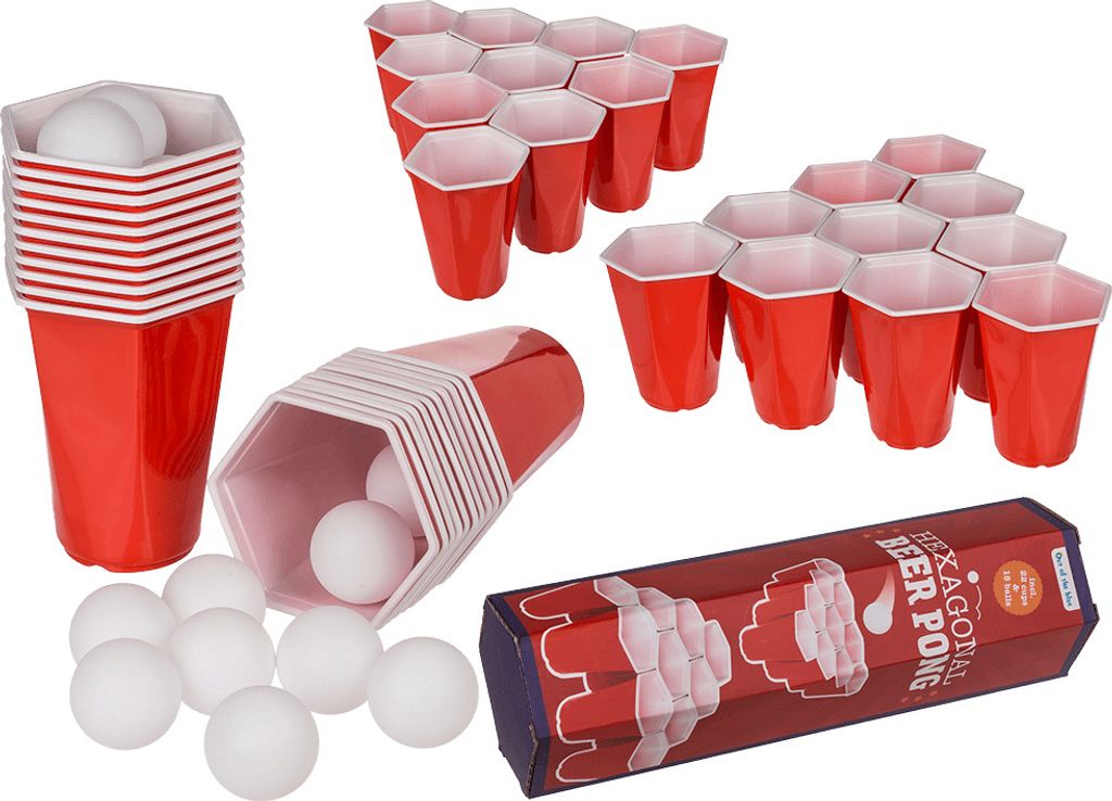 Sada na hru Beer Pong – šesťuholníkový set na párty – 22 Obrázok produktu 