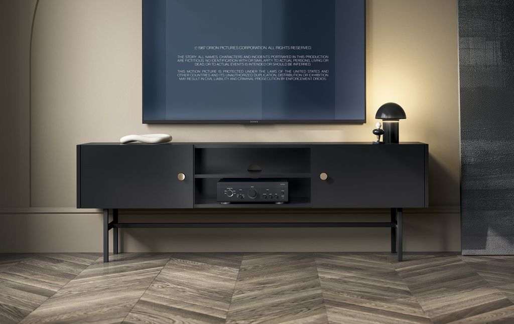 4ALLHOME TV-Schrank Vio ZL4 155 cm, TV-Lowboard, Fernsehtisch, TV-Möbel, Fernsehschrank, Schwarz