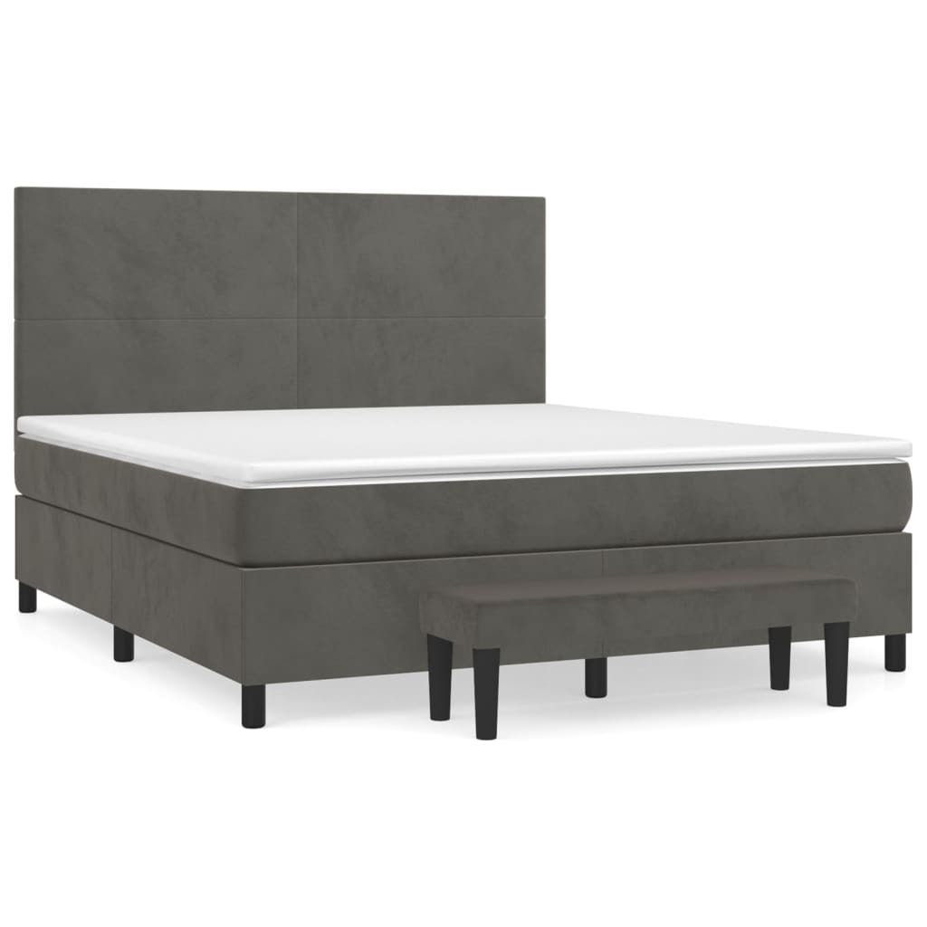 Möbel Boxspringbett/bettgestell - Bettrahmen - Doppelbett - mit Matratze Dunkelgrau 180x200 cm Samt - Polsterbett Klassische Betten CLORIS3342538