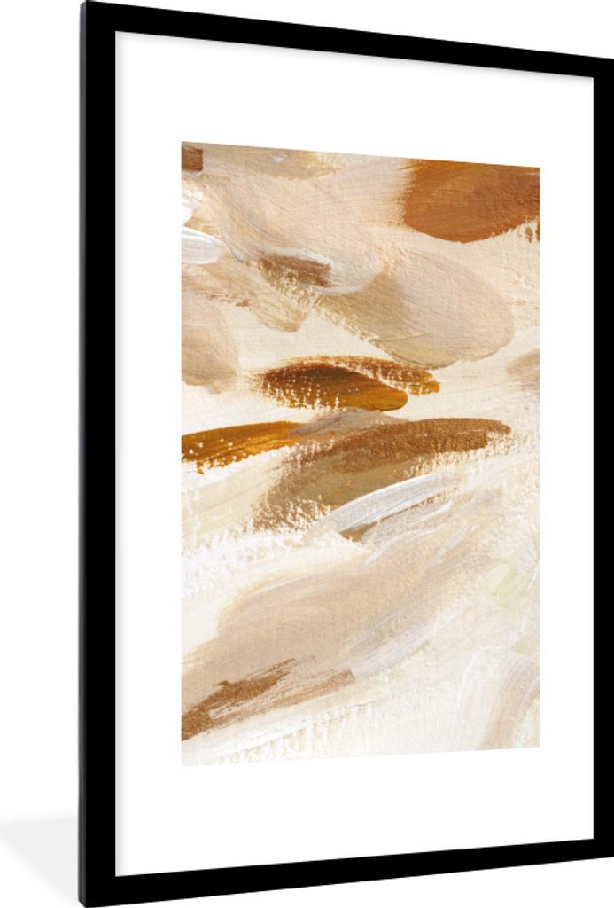 MuchoWow Gerahmtes Poster Farbe - Malerei - Beige 60x90 cm - Poster mit Schwarzem Bilderrahmen Wandposter Rahmen Foto Bilder - Dekoration - Wandp...