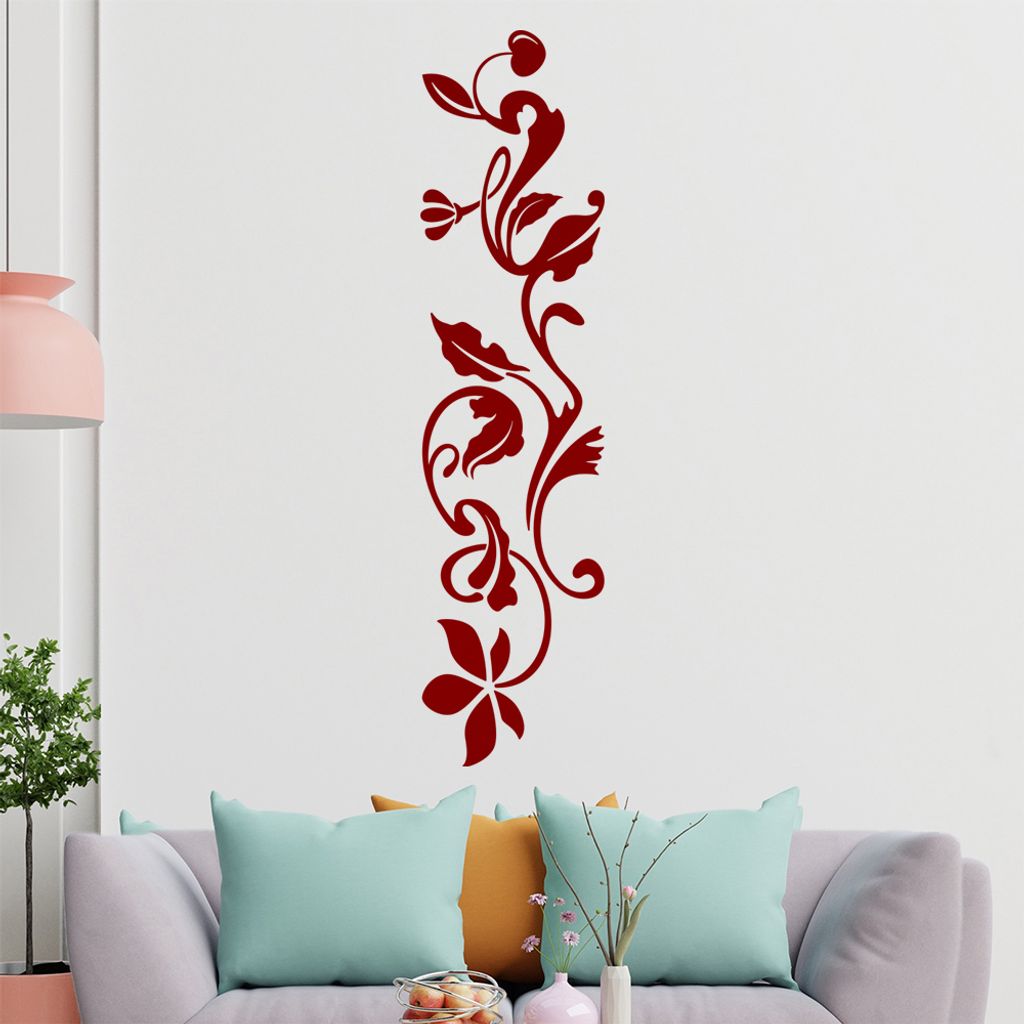 großes Blättertribal Wandtattoo in 6 Größen - Wandaufkleber Wall Sticker - Dekoration, Küche, Wohnzimmer, Schlafzimmer, Badezimmer