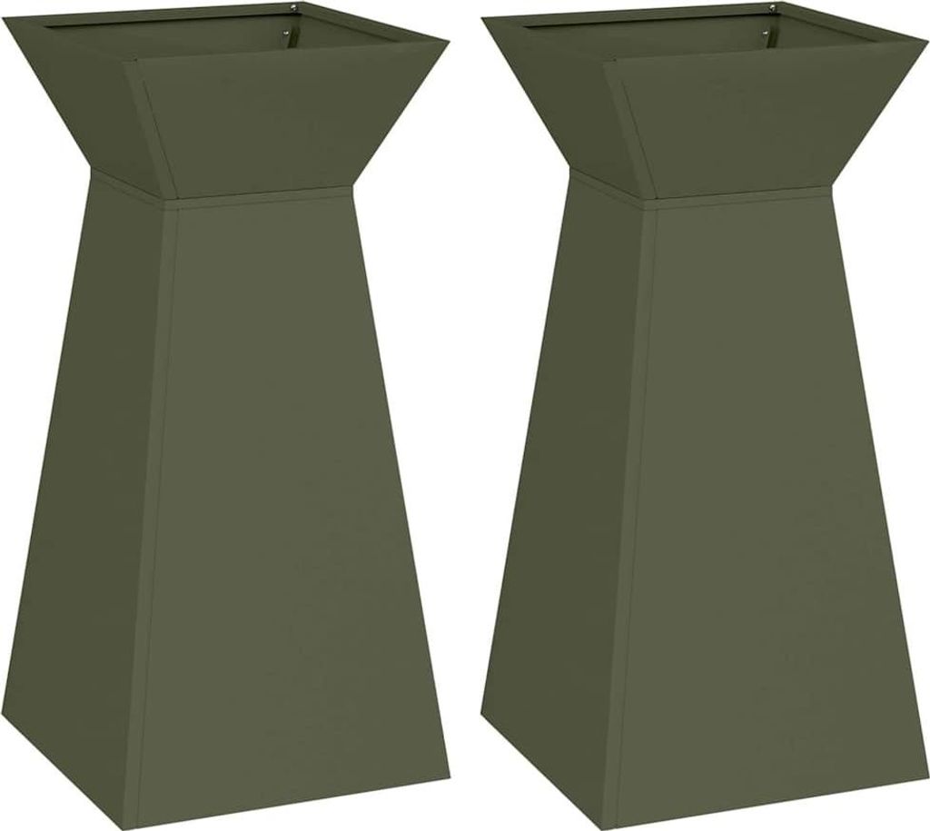 vidaXL Säulen Pflanzer 2 pcs Oliv 35 x 35 x 73 cm