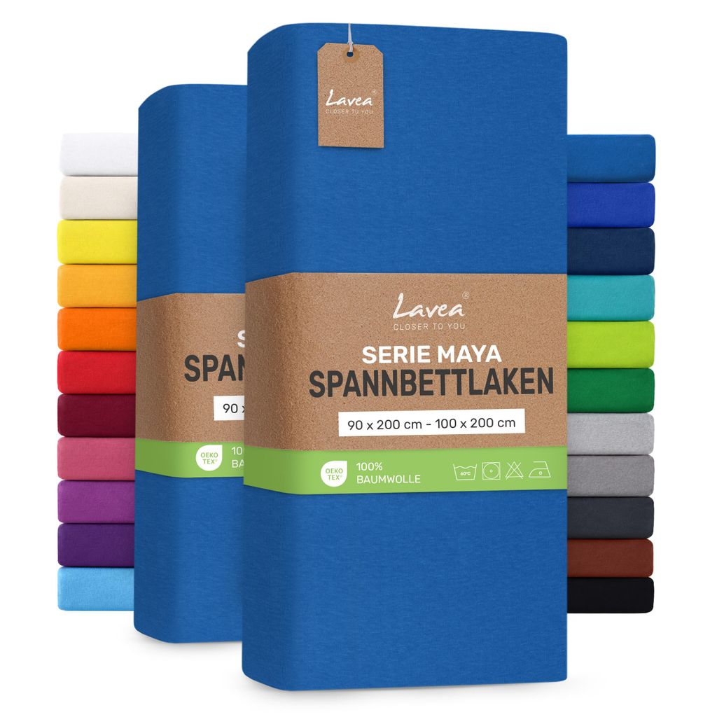 Lavea® 2er Pack Jersey Spannbettlaken 90/100x200 cm, 100% Produktbild 