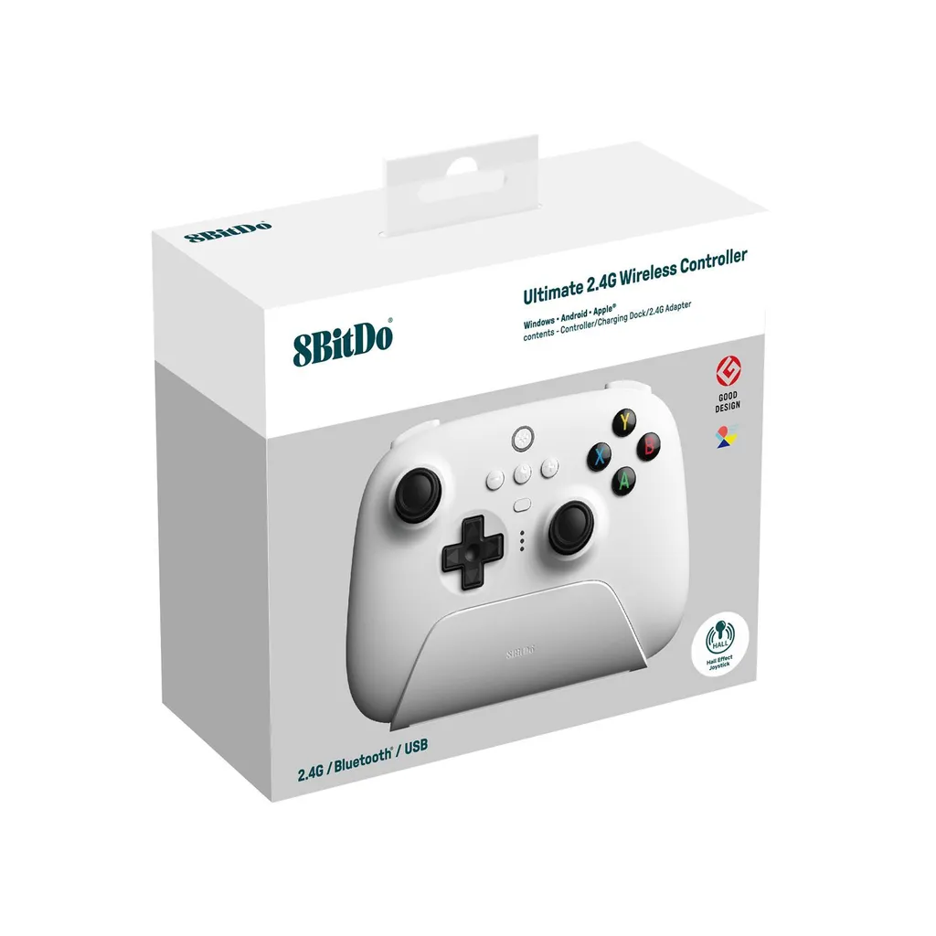 Manette Hall Effect 8BitDo Ultimate 2.4G - Joysticks Magnétiques Blancs