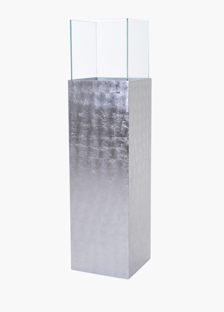 VIVANNO Windlicht Alu-Verbund CANDELA Rechteckig, Blattsilber Blattoptik hochglanz - 25x25x100 cm