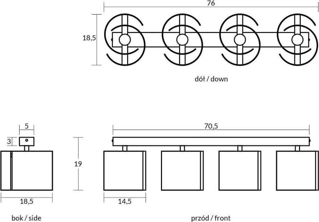 HUGO 4 Lampada da soffitto nero opaco per un design loft moderno - 2