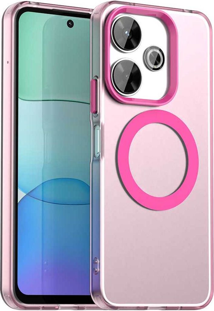 Magnetisch Hülle für Xiaomi Poco M6 4G, Schlank Durchscheinend Matt Stoßfest Handyhülle Rot