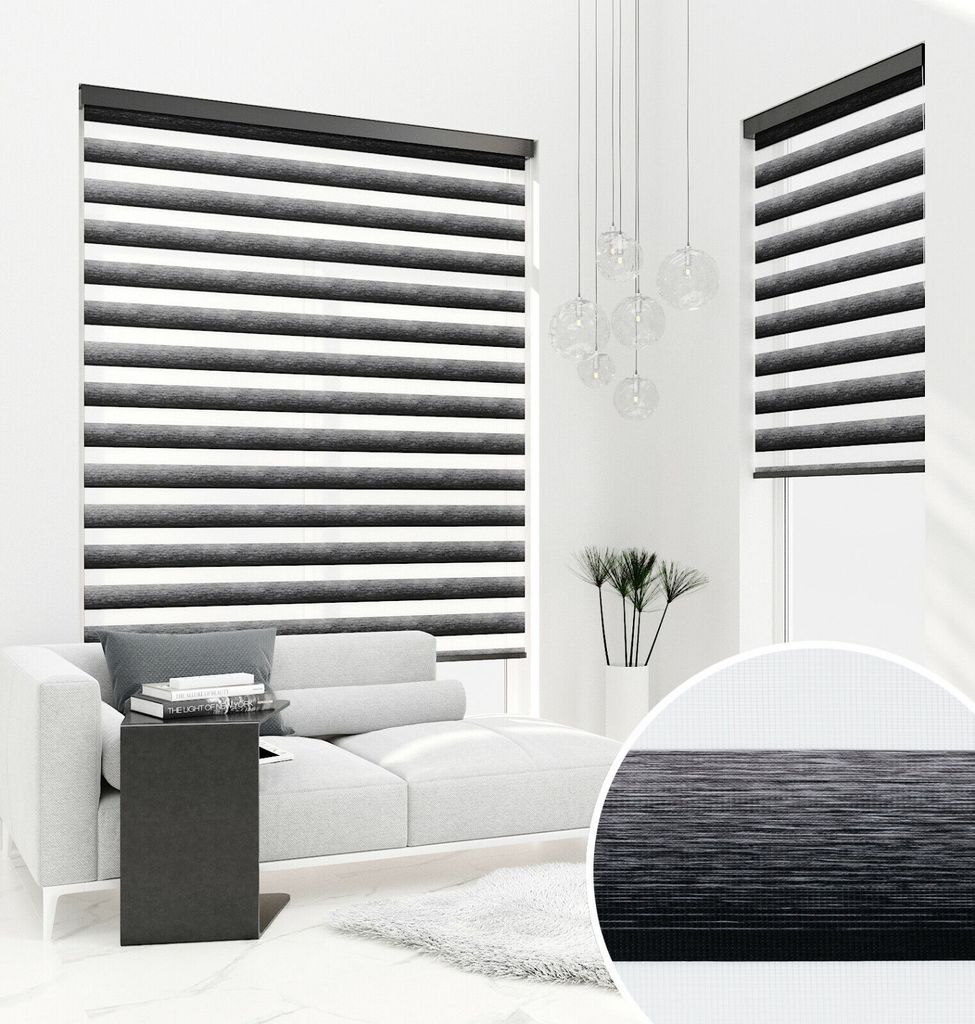 PREMIUM DOPPELROLLO BH3106 schwarz verlaufend mit Alu Kassette (95x150 cm, Kassettenfarbe: silber matt)