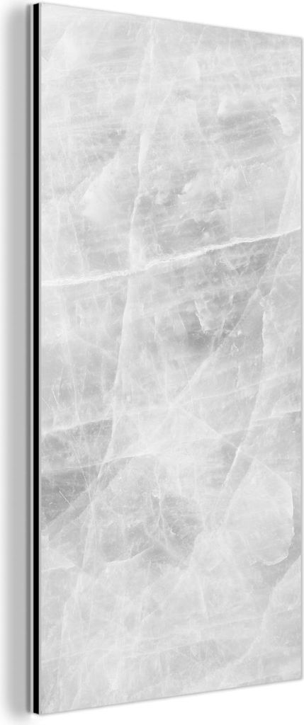 MuchoWow Wanddekoration Metall Metallbild Wandkunst 20x40 cm Marmor - Stein - Weiß - Luxus - Marmoroptik MuchoWow Aluminium Gemälde - Aluminium G...
