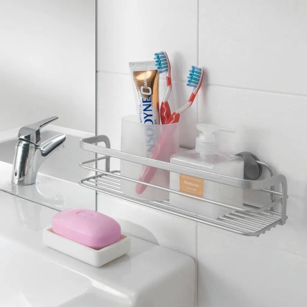 Serviteur de douche rectangulaire argenté pour rangement mural de bain - 7