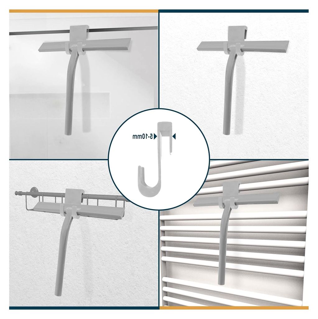 Duschabzieher 23 cm - Silikon Fensterabzieher - Badaccessoires - Abzieher für Dusche, Glas und Spiegel - Duschkabinenabzieher - Hellgrau