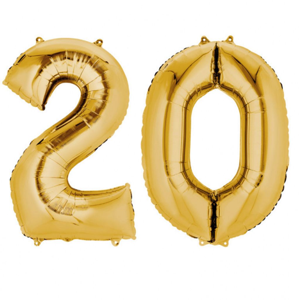 Folienballon gold Zahl 20 Produktbild 