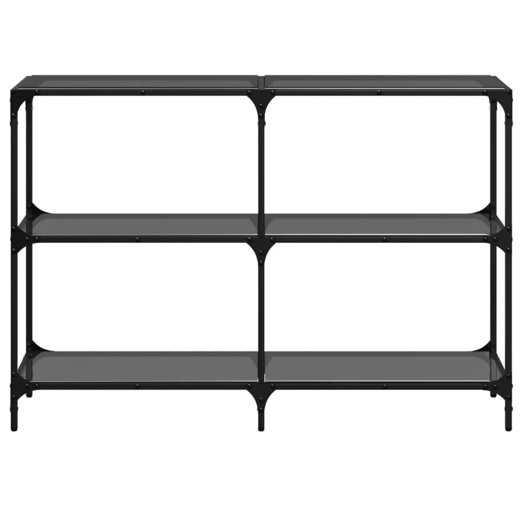 vidaXL Tavolo Consolle in Vetro Nero e Acciaio 118,5x30x81 cm | Design - 4