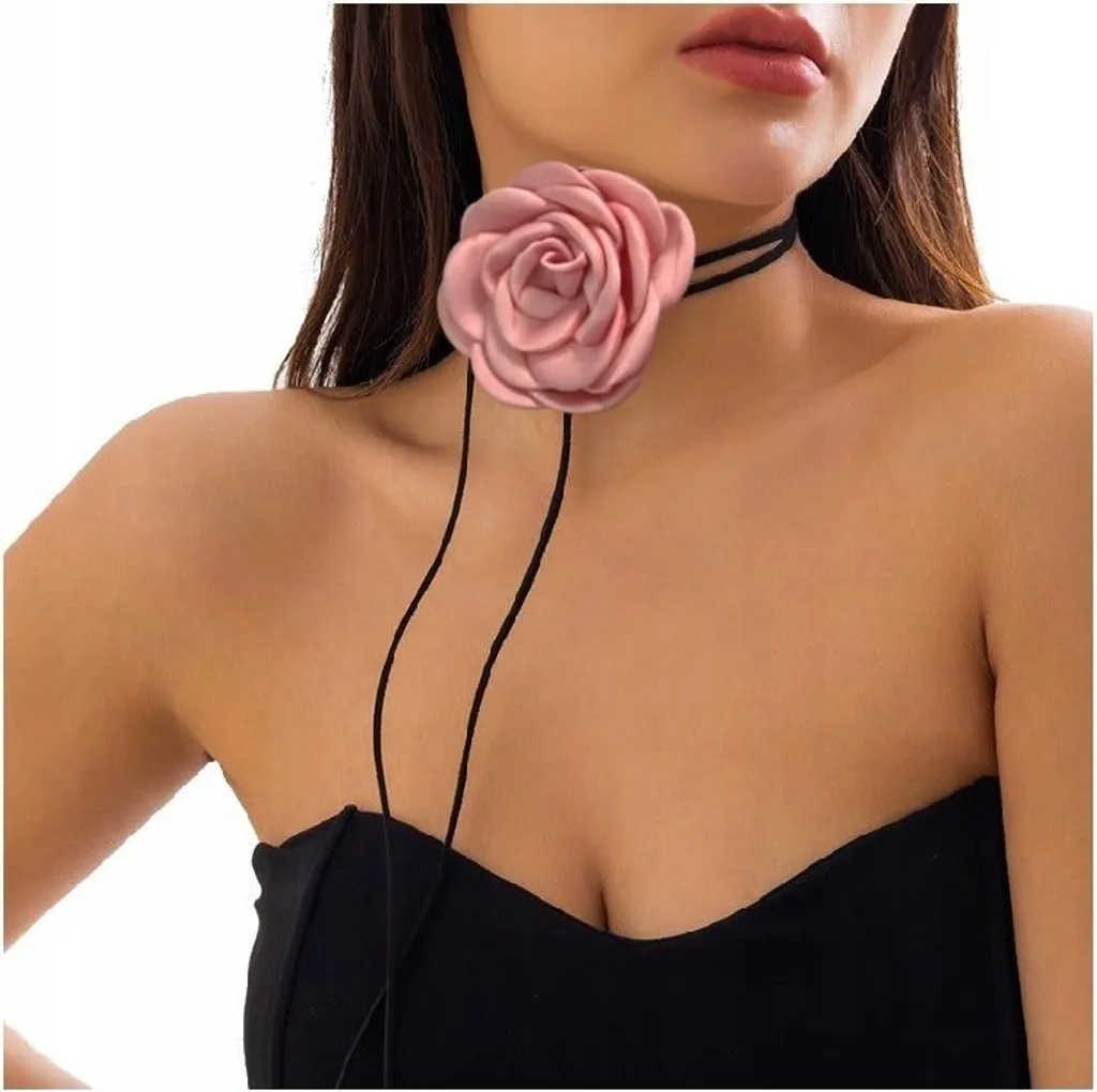 Choker XL Fiore Rosa Flamenco Mystique | Collana Elegante Polvere N761R
