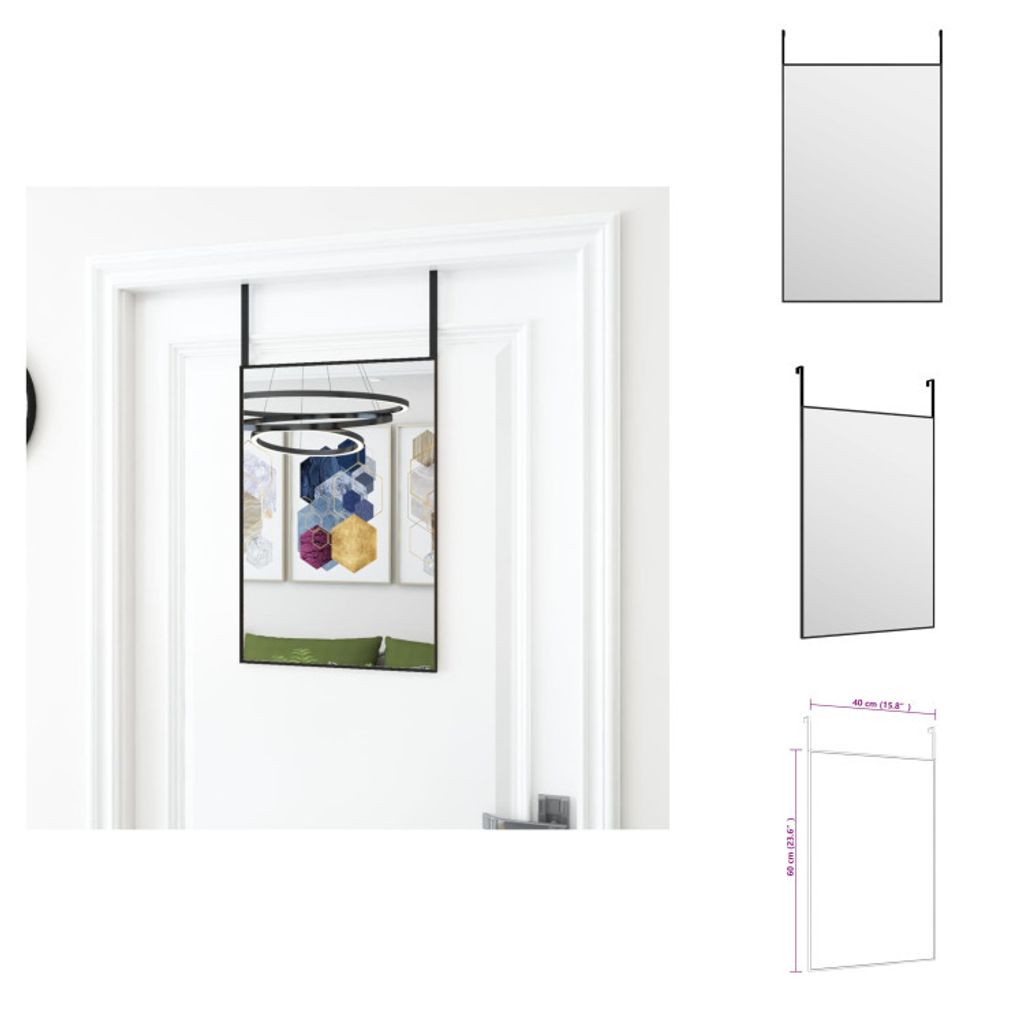 vidaXL Türspiegel Schwarz 40x60 cm Glas und Aluminium - Spiegel