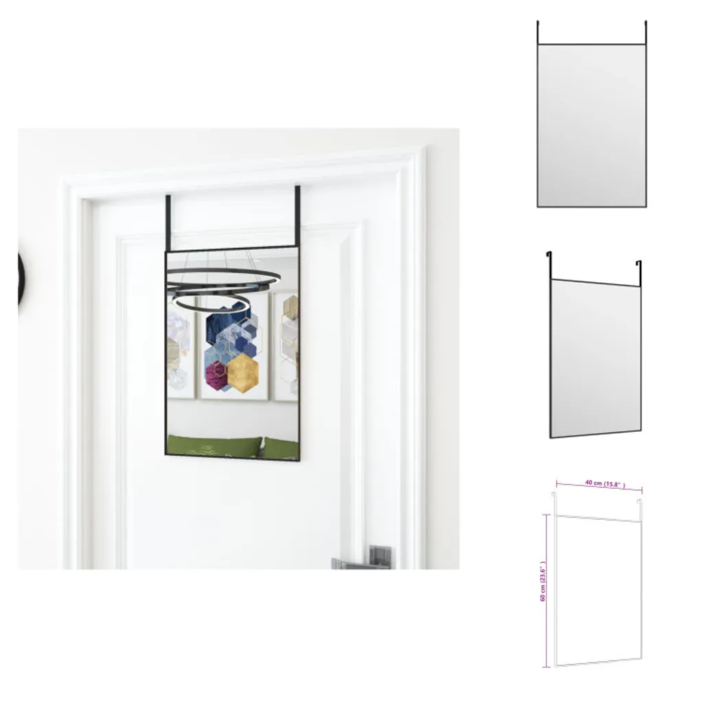 Specchio vidaXL da Porta Nero 40x60 cm | Cornice Alluminio Economica