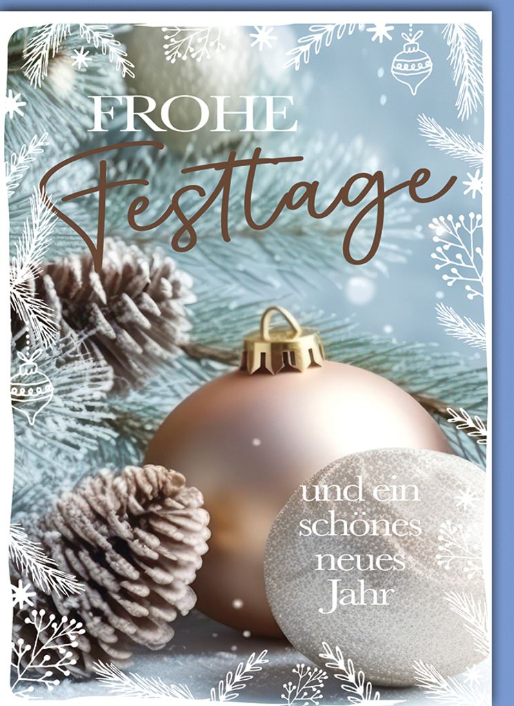 Weihnachten - Karte mit Umschlag - Silberner Zapfen