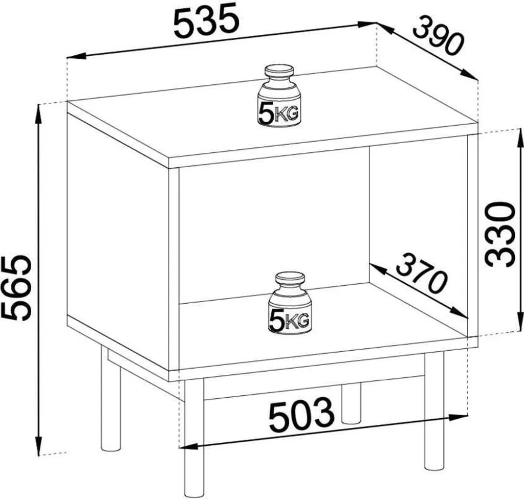 Petite Table de Nuit Japandi 54cm - Solution de Rangement Chambre Beige - 5