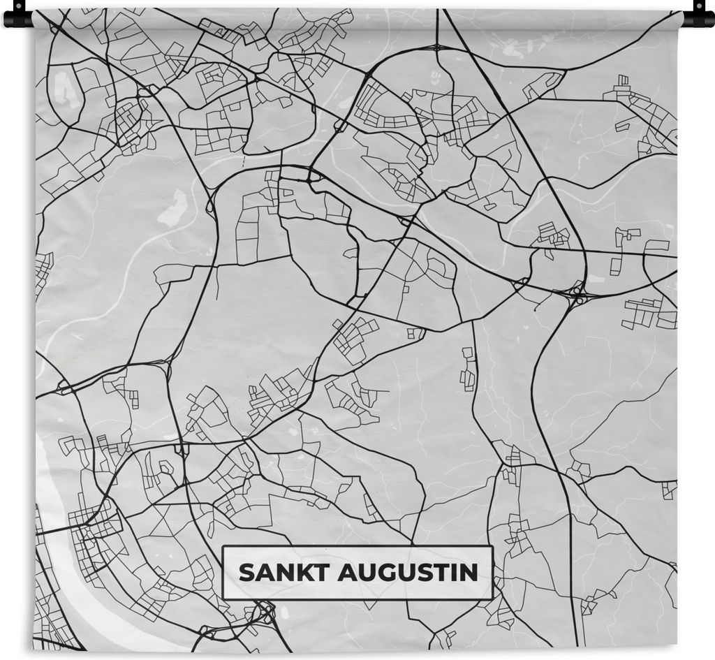 MuchoWow Wandteppich Wandbehang Deutschland - Stadtplan - Sankt Augustin - Karte 60x60 cm Tapisserie Dekoration Wandtuch - Dekorationen - Wand Decke
