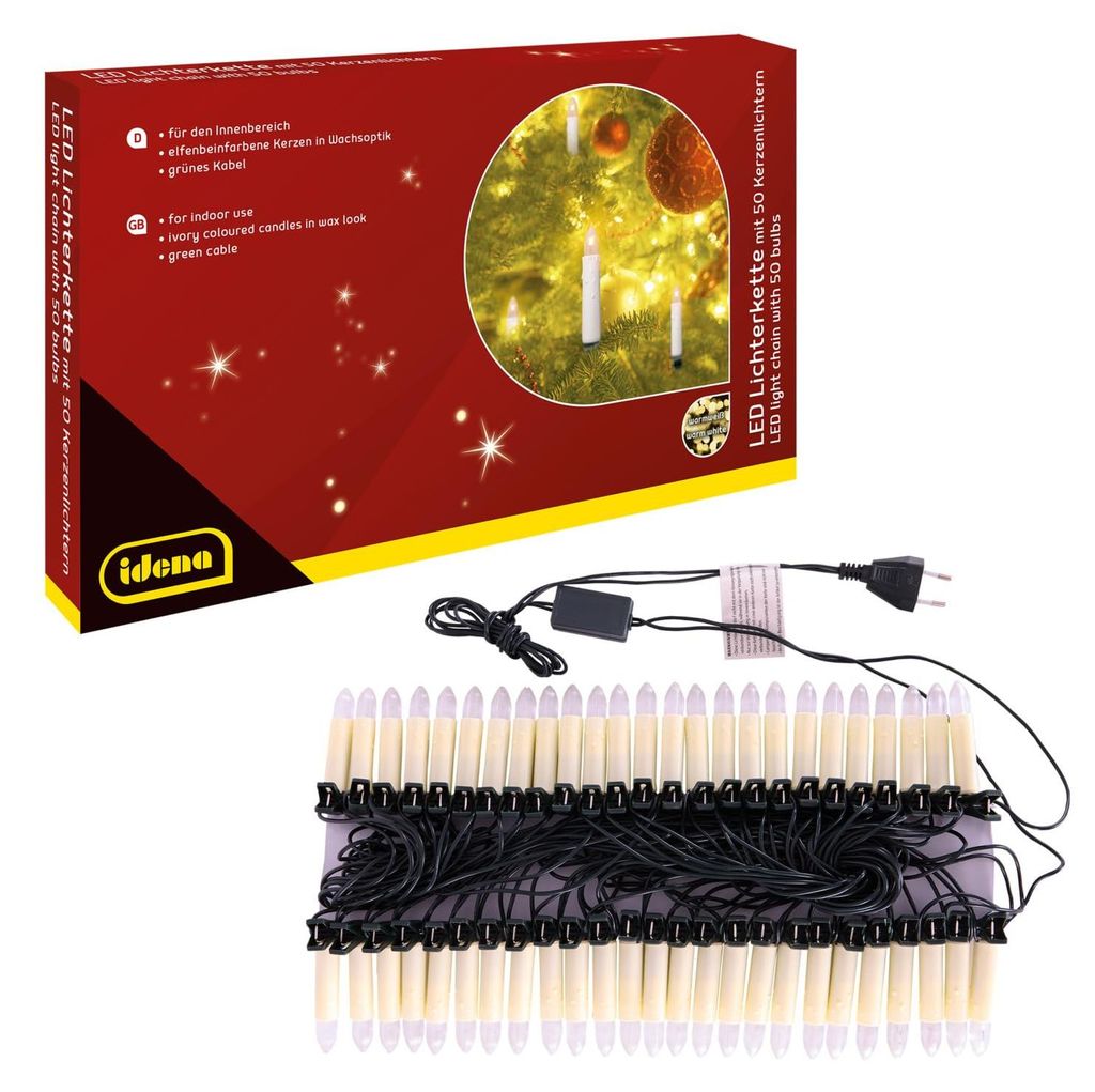 Idena 31839 - LED Lichterkette mit 50 Kerzenlichtern, Produktbild 