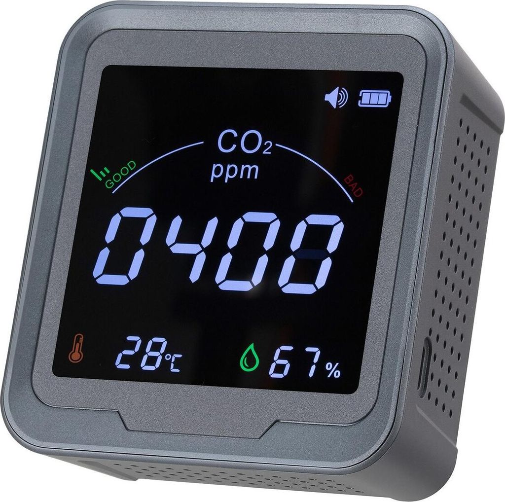 Kohlendioxid-Monitor, CO2-Regler mit Temperatur- und Feuchtigkeitsanzeige, 4,57 m NDIR-Sensorkabel CO2-Sensor, Kohlendioxid-Detektor für Bett, Zuh...