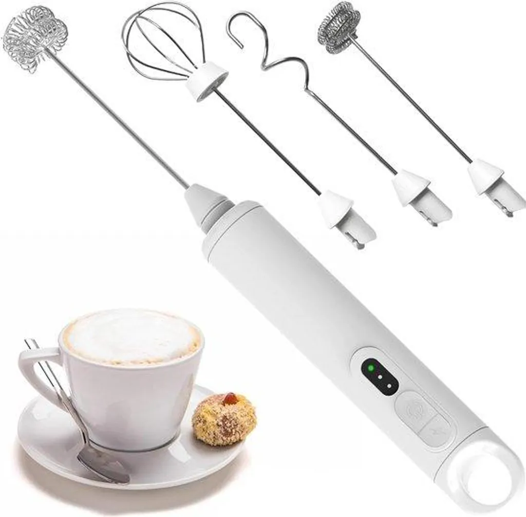 Fouet électrique rechargeable 3 vitesses pour café, cappuccino et cuisine