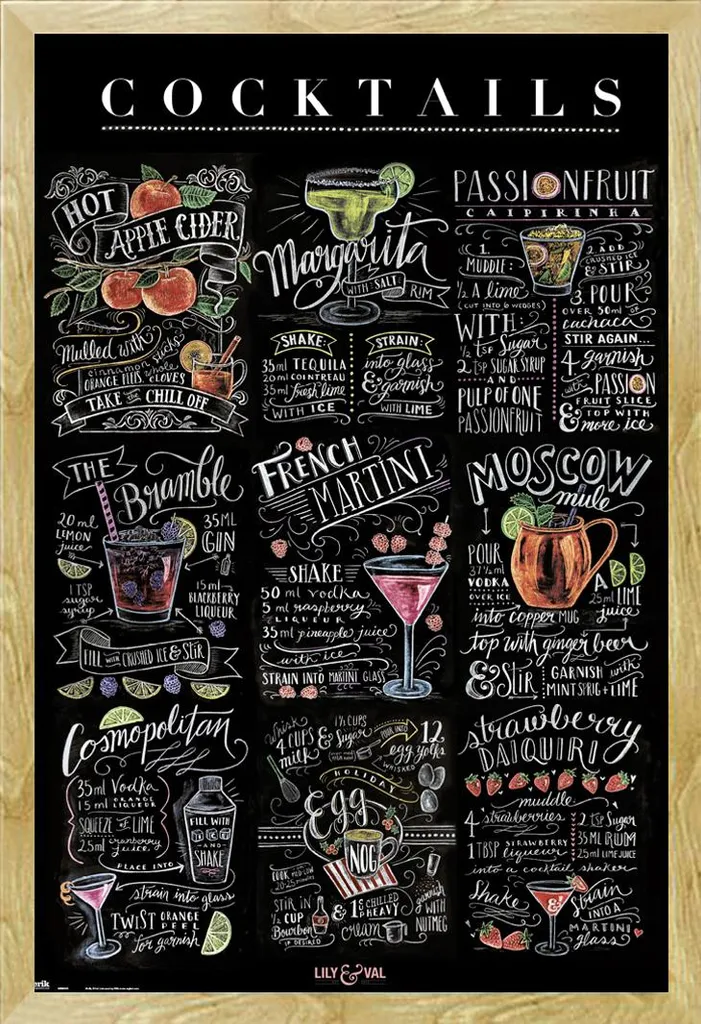 Quadro Cocktails Lily & Val + Cornice Shinsuke Faggio per Home Bar