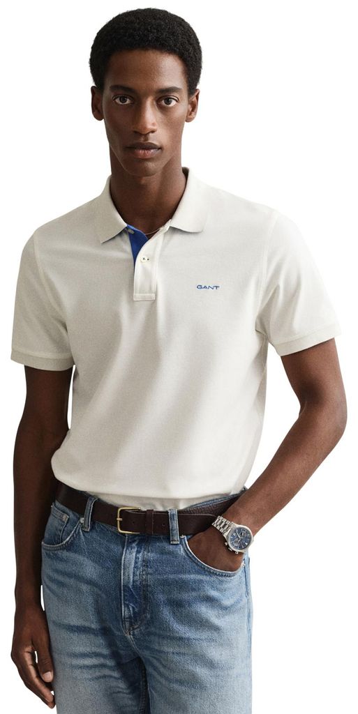 Gant Polo einfarbig weiß Baumwolle normale Passform Produktbild 