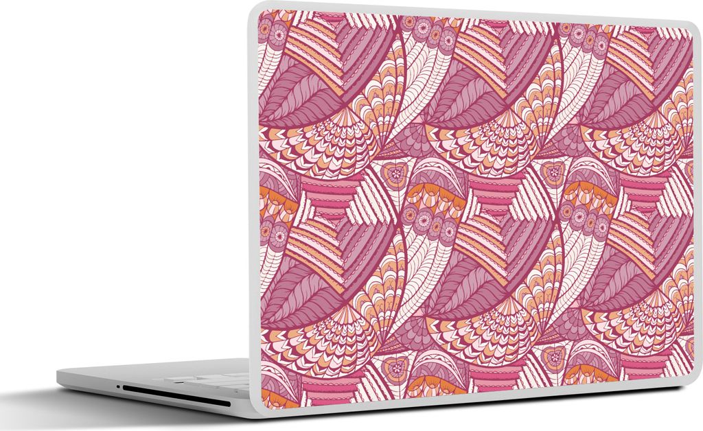 MuchoWow Laptop Aufkleber Sticker Cover Mädchen - Federn - Rosa - Muster - Mädchen - Kinder - Kinder 30x21 cm - Sticker für Laptop - Selbstkle...